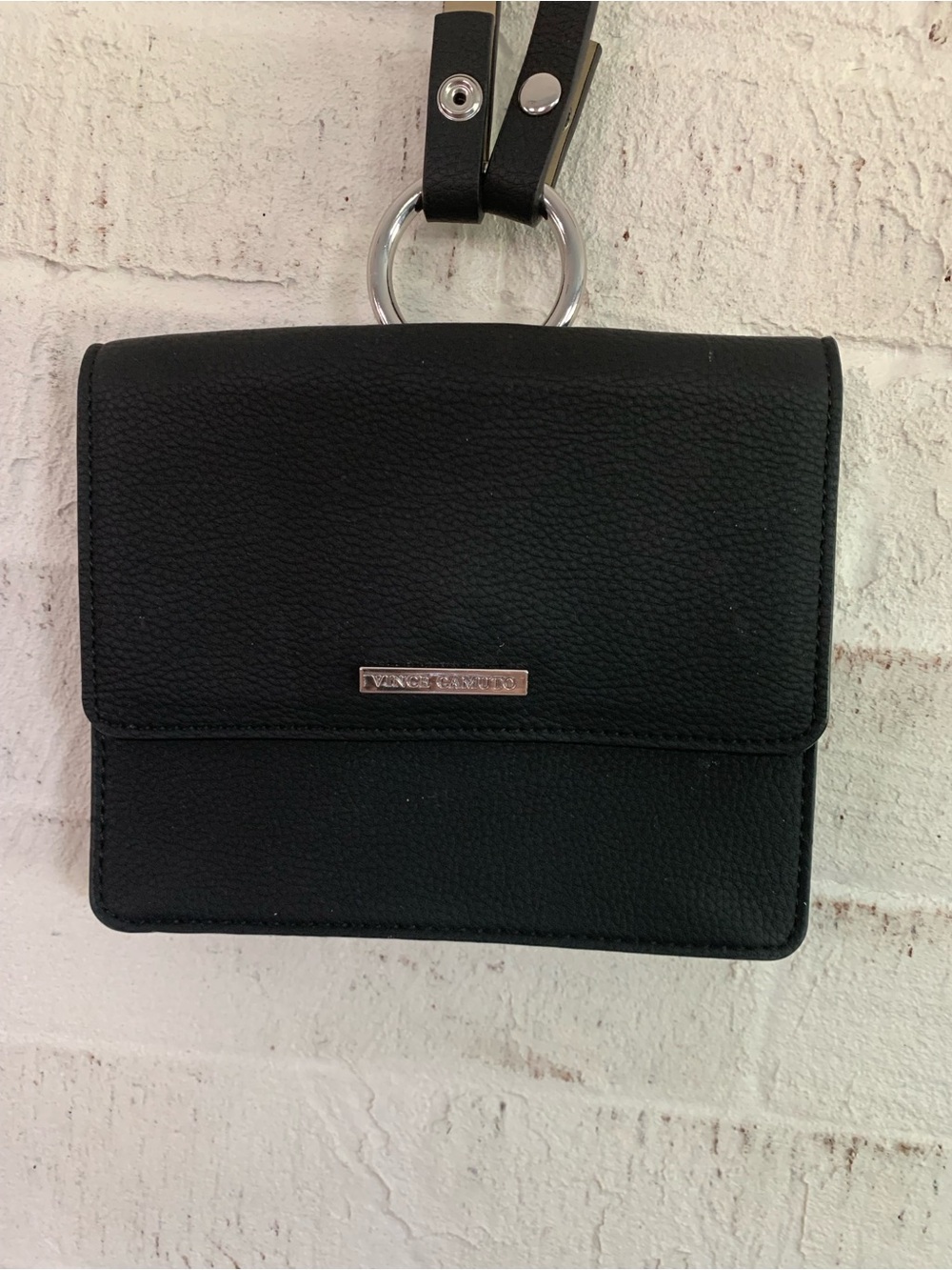 Vince Camuto Black Pebbled Leather Belt Bag
